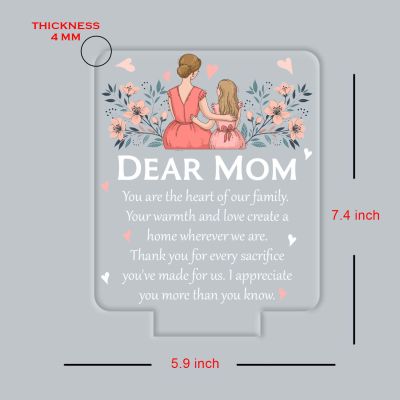 Dear Mom Acrylic LED Lamp with UV Print – Multicolor Night Light Mother’s Day & Birthday Gift